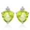1.4 CARAT PERIDOT 10K SOLID WHITE GOLD TRILLION SHAPE EARRING WITH 0.03 CTW DIAMOND