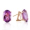 15.1 Carat 14K Solid Gold French Clips Earrings Natural Amethyst