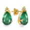 1.03 CT EMERALD AND ACCENT DIAMOND 10KT SOLID YELLOW GOLD EARRING