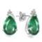1.03 CT EMERALD AND ACCENT DIAMOND 10KT SOLID WHITE GOLD EARRING