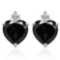 2.15 CARAT BLACK SAPPHIRE 10K SOLID WHITE GOLD HEART SHAPE EARRING WITH 0.03 CTW DIAMOND