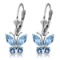 1.24 Carat 14K Solid White Gold Butterfly Earrings Blue Topaz