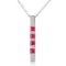 0.35 Carat 14K Solid White Gold Necklace Bar Natural Ruby