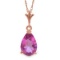1.5 Carat 14K Solid Rose Gold pearll Pink Topaz Necklace
