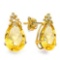 1.15 CT CITRINE AND ACCENT DIAMOND 10KT SOLID YELLOW GOLD EARRING