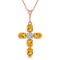 1.88 Carat 14K Solid Rose Gold Cross Necklace Natural Diamond Citrine