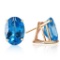 16 Carat 14K Solid Gold French Clips Earrings Natural Blue Topaz