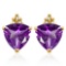2.0 CARAT CREATED AMETHYST 10K SOLID YELLOW GOLD TRILLION SHAPE EARRING WITH 0.03 CTW DIAMOND