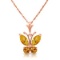 0.6 CTW 14K Solid Rose Gold Butterfly Necklace Citrine
