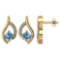 Certified .51 CTW Genuine Aquamarine And Diamond (G-H/SI1-SI2) 14K Yellow Gold Stud Earring
