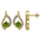 Certified .51 CTW Genuine Peridot And Diamond (G-H/SI1-SI2) 14K Yellow Gold Stud Earring