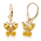 1.24 CTW 14K Solid Gold Butterfly Earrings Citrine