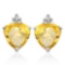 1.4 CARAT CITRINE 10K SOLID WHITE GOLD TRILLION SHAPE EARRING WITH 0.03 CTW DIAMOND