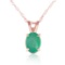 0.75 Carat 14K Solid Rose Gold Necklace Natural Emerald
