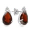 1.05 CT GARNET AND ACCENT DIAMOND 10KT SOLID WHITE GOLD EARRING
