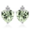 1.3 CARAT GREEN AMETHYST 10K SOLID WHITE GOLD HEART SHAPE EARRING WITH 0.03 CTW DIAMOND
