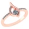 Certified .30 CTW Round Genuine Diamond (G-H/SI1-SI2) 14K Rose Gold Ring