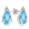 1.02 CT SKY BLUE TOPAZ AND ACCENT DIAMOND 10KT SOLID WHITE GOLD EARRING