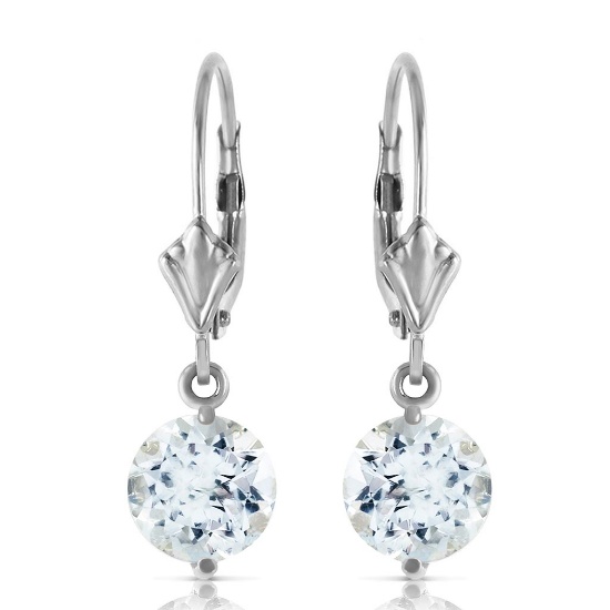 3.1 Carat 14K Solid White Gold Complacency Aquamarine Earrings