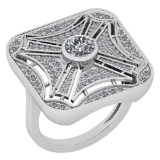 Certified 1.12 Ctw Diamond SI1/SI2 18K White Gold Ring Made In USA