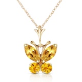 0.6 Carat 14K Solid Gold Butterfly Necklace Citrine