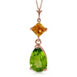 2 Carat 14K Solid Rose Gold Necklace Natural Citrine Peridot