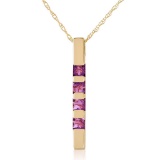0.35 Carat 14K Solid Gold Necklace Bar Natural Purple Amethyst