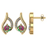 Certified .51 CTW Genuine Mystic Topaz And Diamond (G-H/SI1-SI2) 14K Yellow Gold Stud Earring