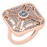 Certified 1.12 Ctw Diamond SI1/SI2 18K Rose Gold Ring Made In USA