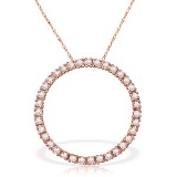 14K Solid Rose Gold Diamonds Circle Of Love Necklace