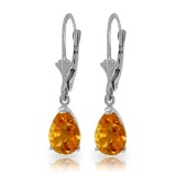 2.85 Carat 14K Solid White Gold Plunge Through Citrine Earrings