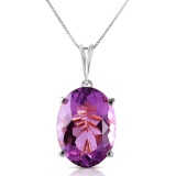 7.55 Carat 14K Solid White Gold Necklace Oval Purple Amethyst