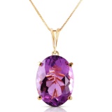 7.55 Carat 14K Solid Gold Necklace Oval Purple Amethyst