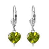 3.25 Carat 14K Solid White Gold Leverback Earrings Natural Peridot