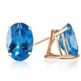 16 Carat 14K Solid Gold French Clips Earrings Natural Blue Topaz