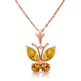 0.6 CTW 14K Solid Rose Gold Butterfly Necklace Citrine