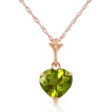 1.15 Carat 14K Solid Rose Gold Proud Heart Peridot Necklace
