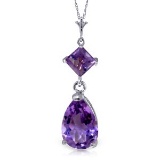 2 Carat 14K Solid White Gold Continuous Line Amethyst Necklace