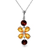 3.15 CTW 14K Solid White Gold Necklace Citrine Garneters