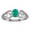 14k White Gold Oval Emerald And Diamond Ring 0.33 CTW