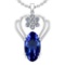 7.40 Ctw VS/SI1 Tanzanite And Diamond 14k White Gold Victorian Style Necklace