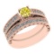 1.17 Ctw I2/I3 Treated Fancy Yellow And White Diamond 14K Rose Gold Bridal Wedding Ring