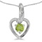 14k White Gold Round Peridot And Diamond Heart Pendant 0.25 CTW