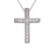 14K White Gold Medium Diamond Scroll Cross Pendant