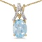 14k Yellow Gold Oval Aquamarine And Diamond Pendant