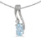 14k White Gold Oval Aquamarine And Diamond Wave Pendant