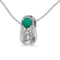 10k White Gold Round Emerald Baby Bootie Pendant 0.19 CTW