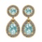 1.57 Ctw I2/I3 Aquamrine And Diamond 14K Yellow Gold Earrings