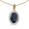 10k Yellow Gold Oval Sapphire And Diamond Pendant 0.41 CTW