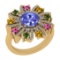 3.39 Ctw SI2/I1 Multi Sapphire,Tanzanite And Diamond 14K Yellow Gold Vingate Style Wedding Halo Ring